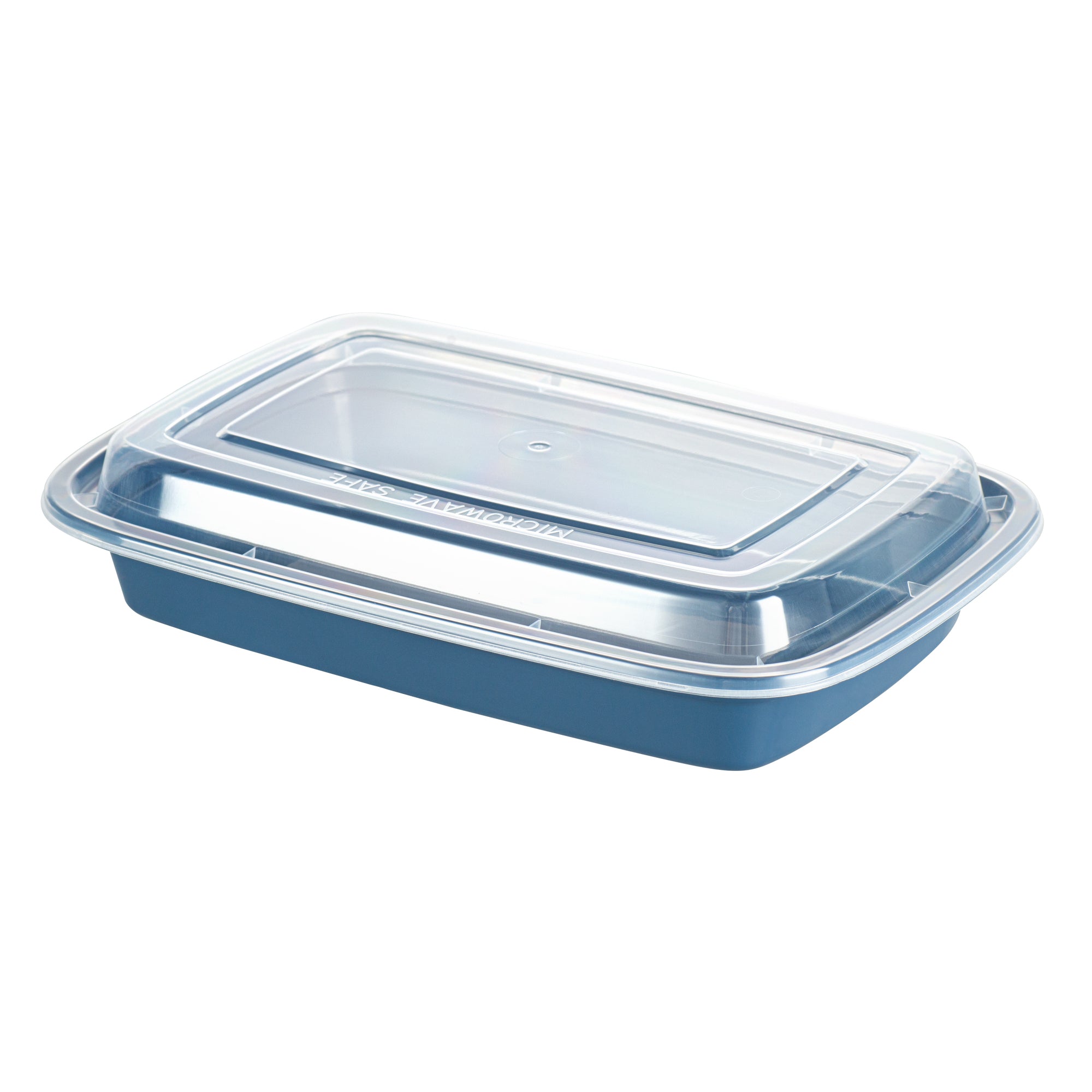 16 oz Rectangle Midnight Blue Plastic To Go Containers with Clear Lids - 100 Pack (7.75