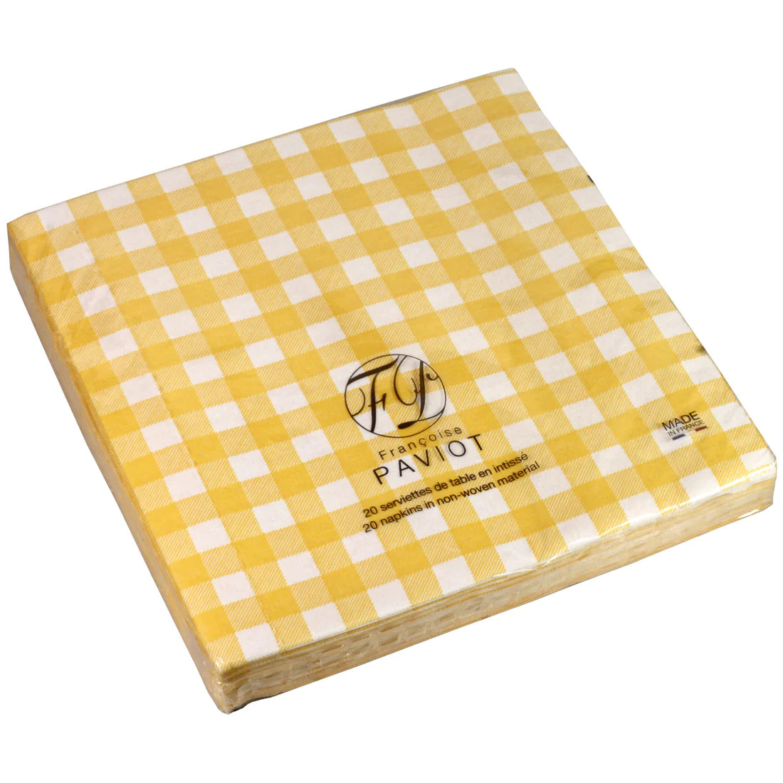 Vichy Yellow Dinner Size Paper Napkins - 13x13 Inch, 100 Count - Premium Quality for Parties, Weddings & Everyday Dining
