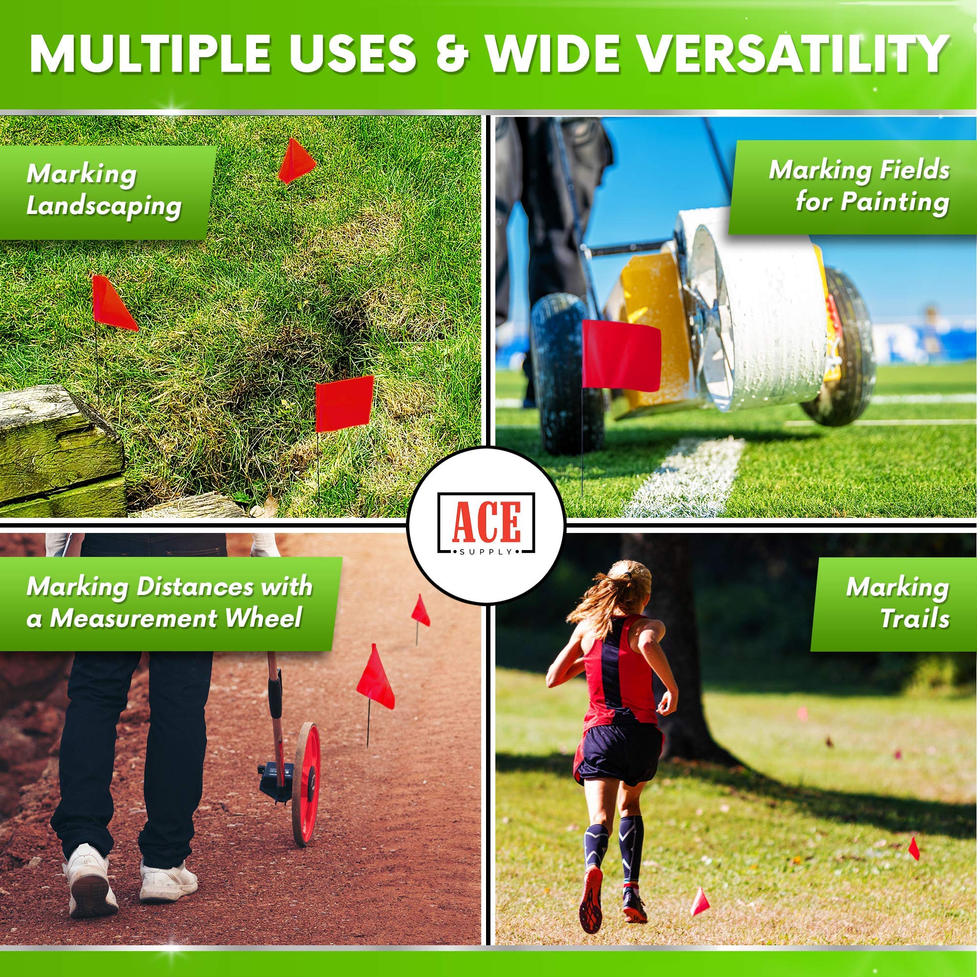 1000 Pack Red Marking Flags - 4x5x21 Inch Yard Markers for Lawn, Irrigation, Survey & Landscaping - Durable Red Flags for Sprinkler Head Marking & Utility Location (Perfect for Construction, Gardening & Property Boundary Identification)