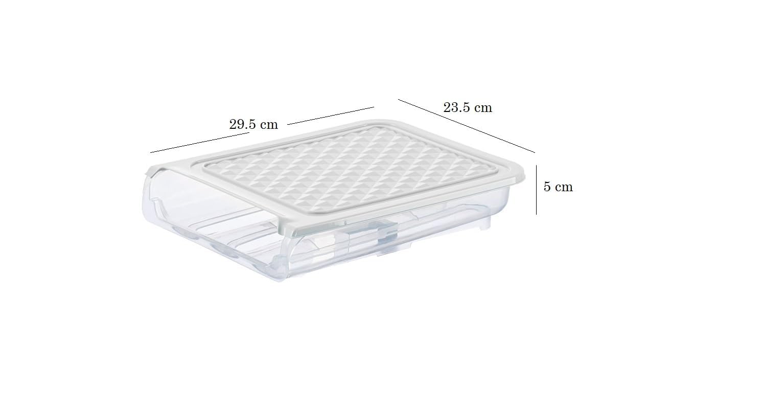 FODGO STYLES Egg Storage Container with Lid - 18 Grid Single Layer Drawer Design for Automatic Egg Rolling - White Kitchen Organizer for Refrigerator or Pantry Storage