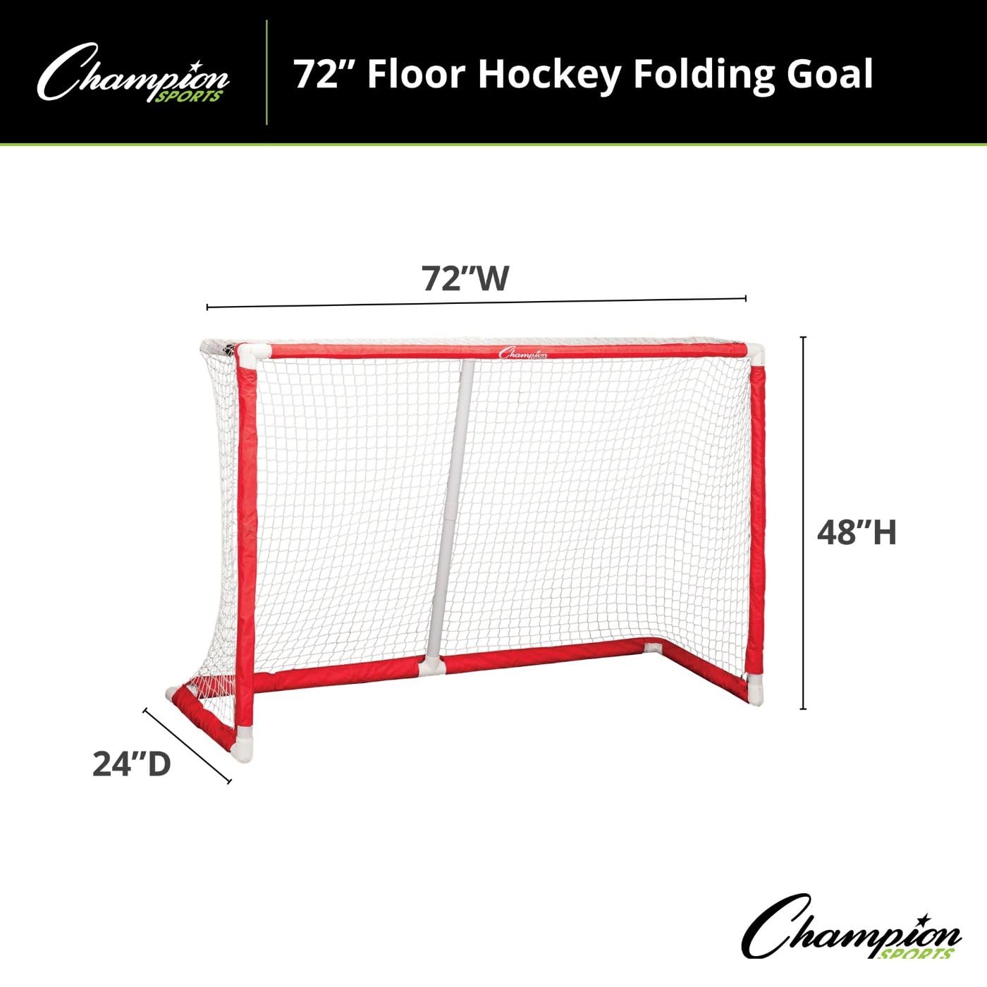 Champion Sports Floor Hockey Collapsible Goal - Portable Indoor/Outdoor Hockey Net for Kids & Adults - Perfect for Backyard, Gym Class & Street Hockey Games