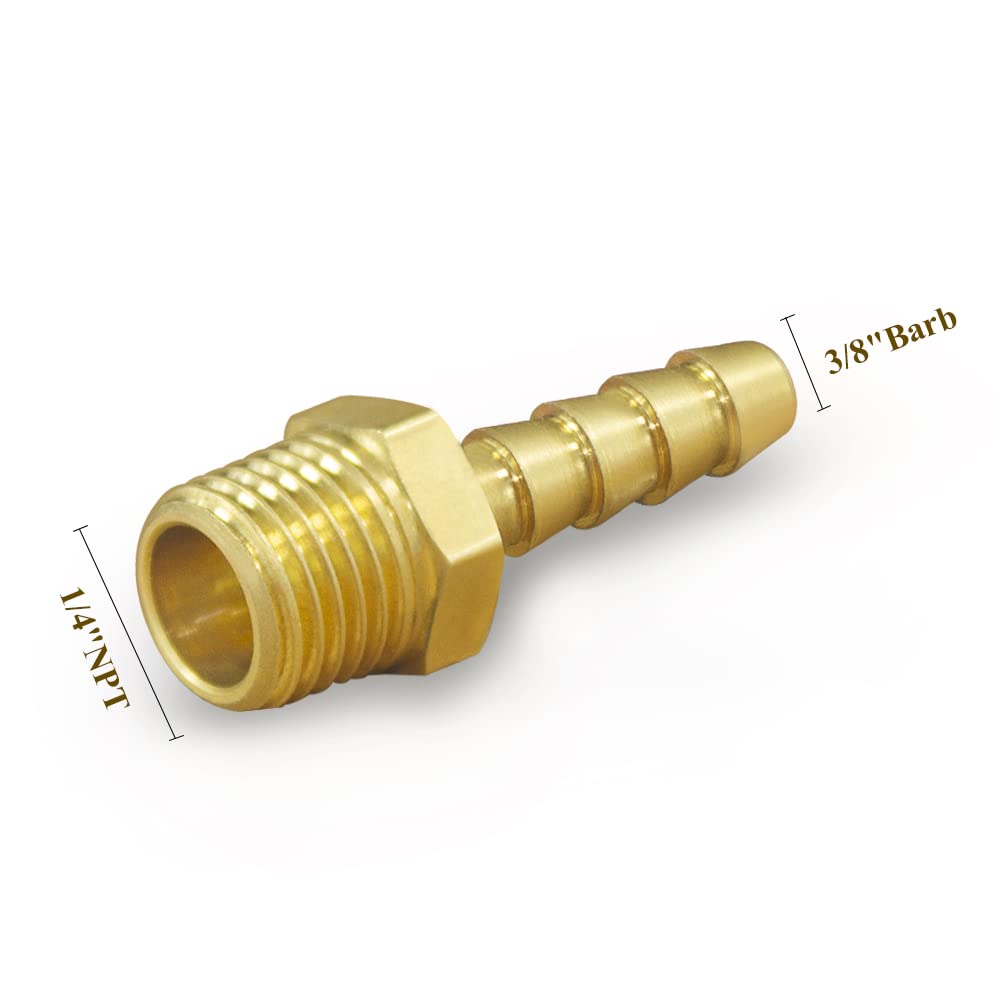 WiseWater 12-Pack Brass Hose Barb Fittings - 3/8