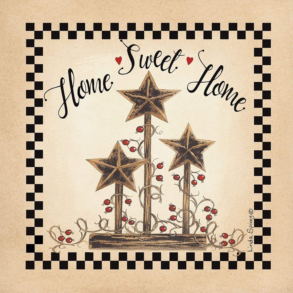 Home Sweet Home by Linda Spivey - 12x12 Inch Wall Art Print Poster for Living Room, Bedroom & Office Decor