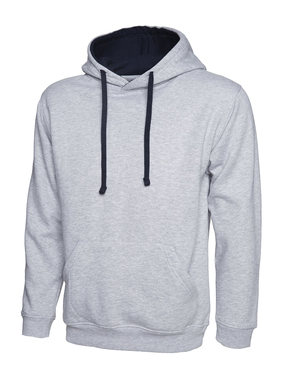 Uneek Men's Plain Contrast Hooded Sweatshirt - White/Fuchsia Pullover Hoodie for Casual Wear, Street Style & Gym Comfort