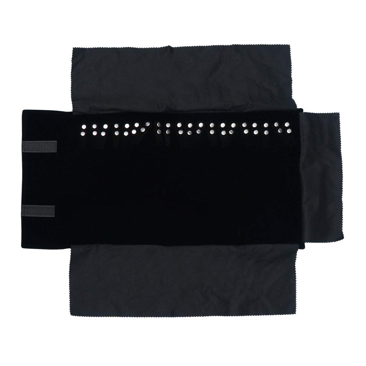 Cabilock Roll-Up Jewelry Organizer Pouch - Travel Jewelry Storage for Bracelets, Necklaces, Earrings & Makeup Brushes | Compact Black Choker Style Handbag Accessory for Women | Perfect for Travel, Home Organization & Gift Giving