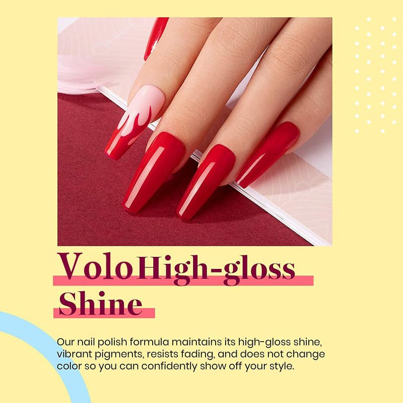 VOLO Non-Toxic Long-Lasting Nail Polish Set - 6 Vibrant Colors (Passion Pink, Radium Green, Peach Pink, Nudes Spring, Wine) 30ml - Perfect for Manicures, Pedicures & Nail Art Designs