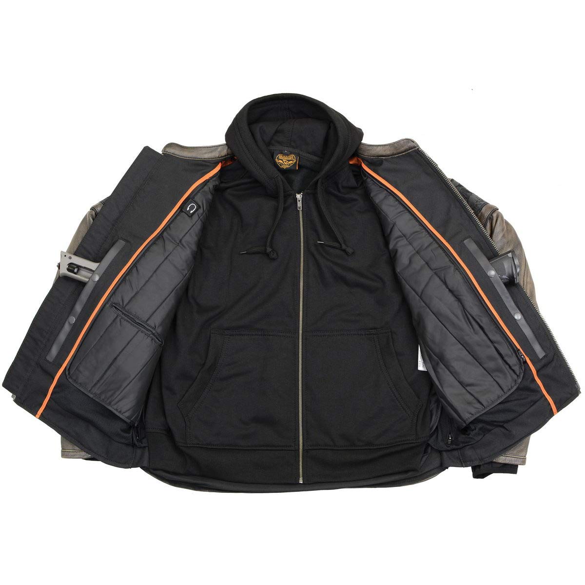 Milwaukee Leather MLM1561 Men's Distressed Brown Leather Motorcycle Jacket with Reflective Skull Design - Perfect for Biker Rides, Night Safety & Vintage Style Outfits