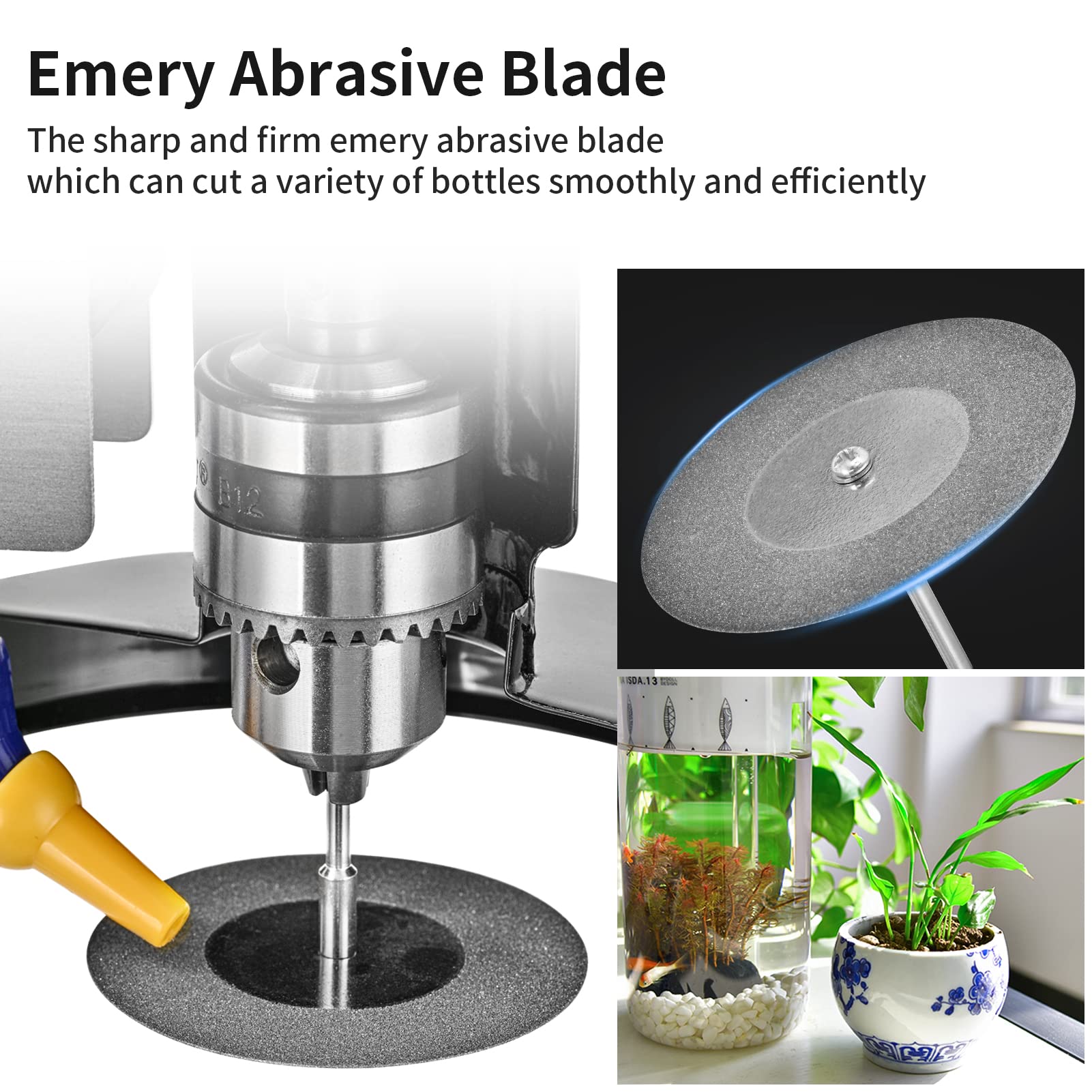 Electric Glass Bottle Cutter 150W 6000RPM - DIY Bottle Cutting Machine with 8 Emery Abrasive Blades for Round/Square/Irregular Glass or Ceramic Bottles - Perfect for Crafting, Home Decor, Wine Bottle Recycling & DIY Projects