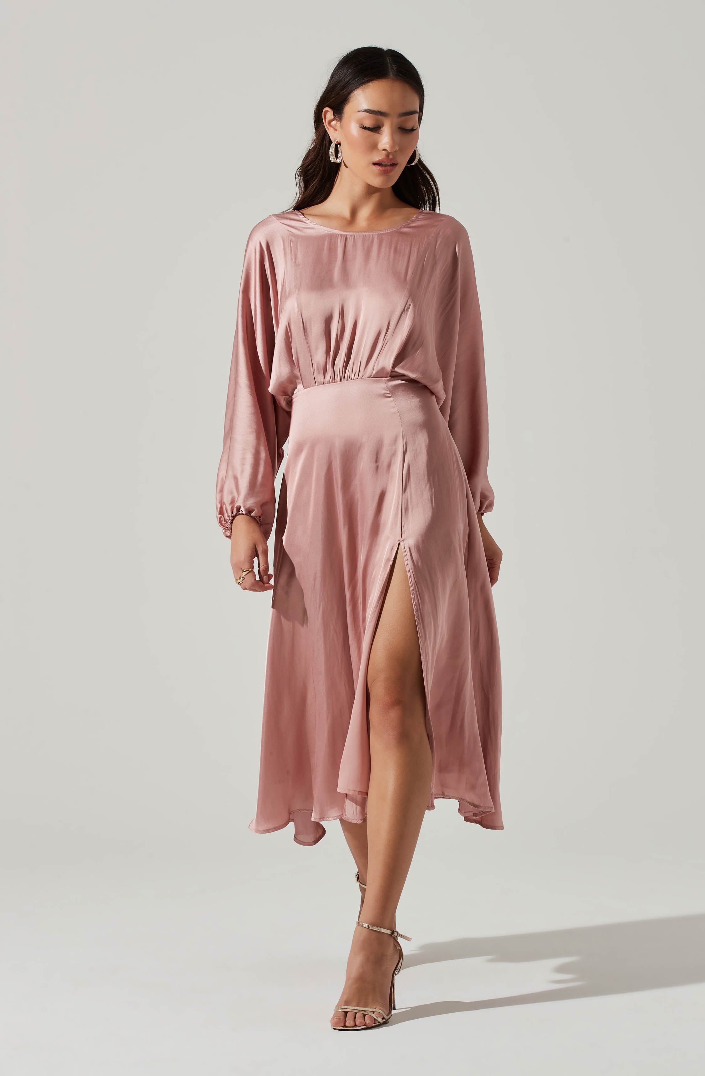 Marin Dolman Sleeve Midi Dress - Flowy Boho Chic Women's Dress for Casual Wear, Date Night & Summer Outfits