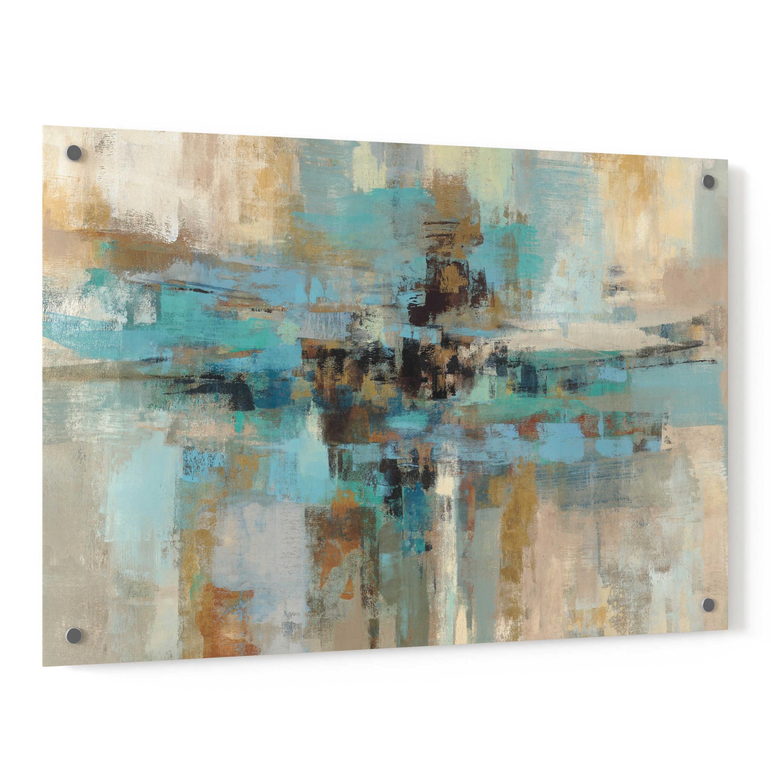 Silvia Vassileva 'Morning Fjord' Acrylic Glass Wall Art - 36x24 Inches Modern Abstract Landscape Painting for Living Room, Bedroom & Office Decor