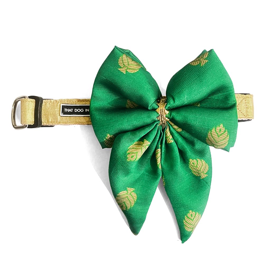 Luxury Silk Dog Bow Tie - Adjustable Tuxedo Style Bandhan Collection for Large Dogs (Green, XL) | Perfect for Weddings, Parties & Festive Occasions
