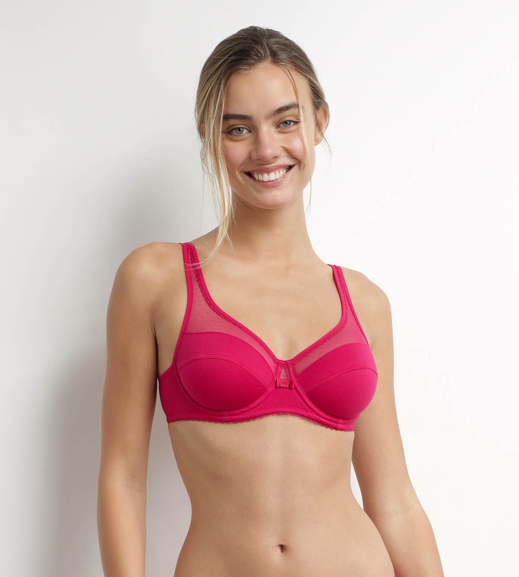 Wire-Free Supportive Full Coverage Bra - Red Organic Cotton Comfortable Underwire Bra for Women - Perfect for Everyday Wear, Yoga & Lounge