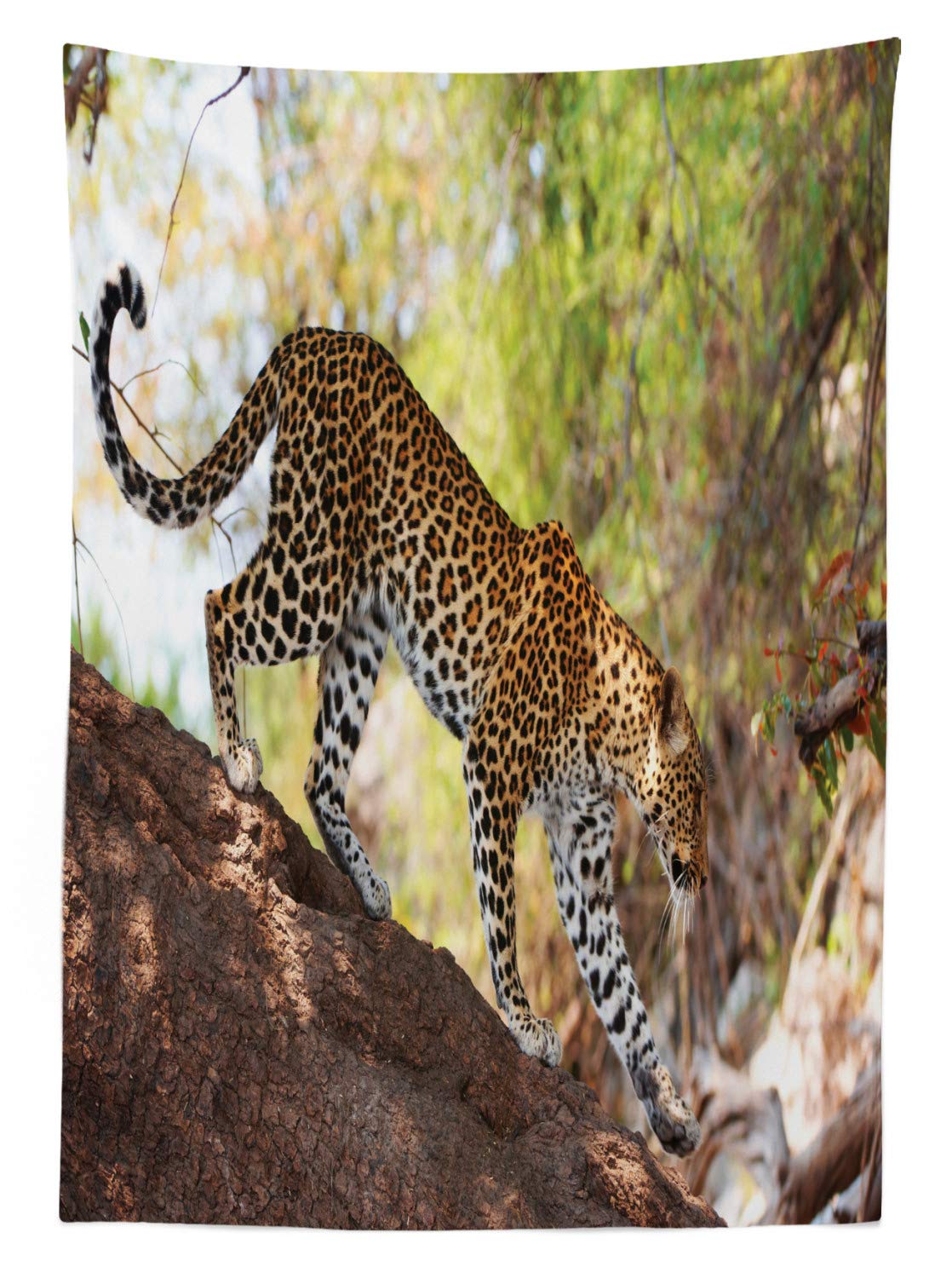 Ambesonne Leopard Print Outdoor Tablecloth - Waterproof Washable Picnic Table Cover 58