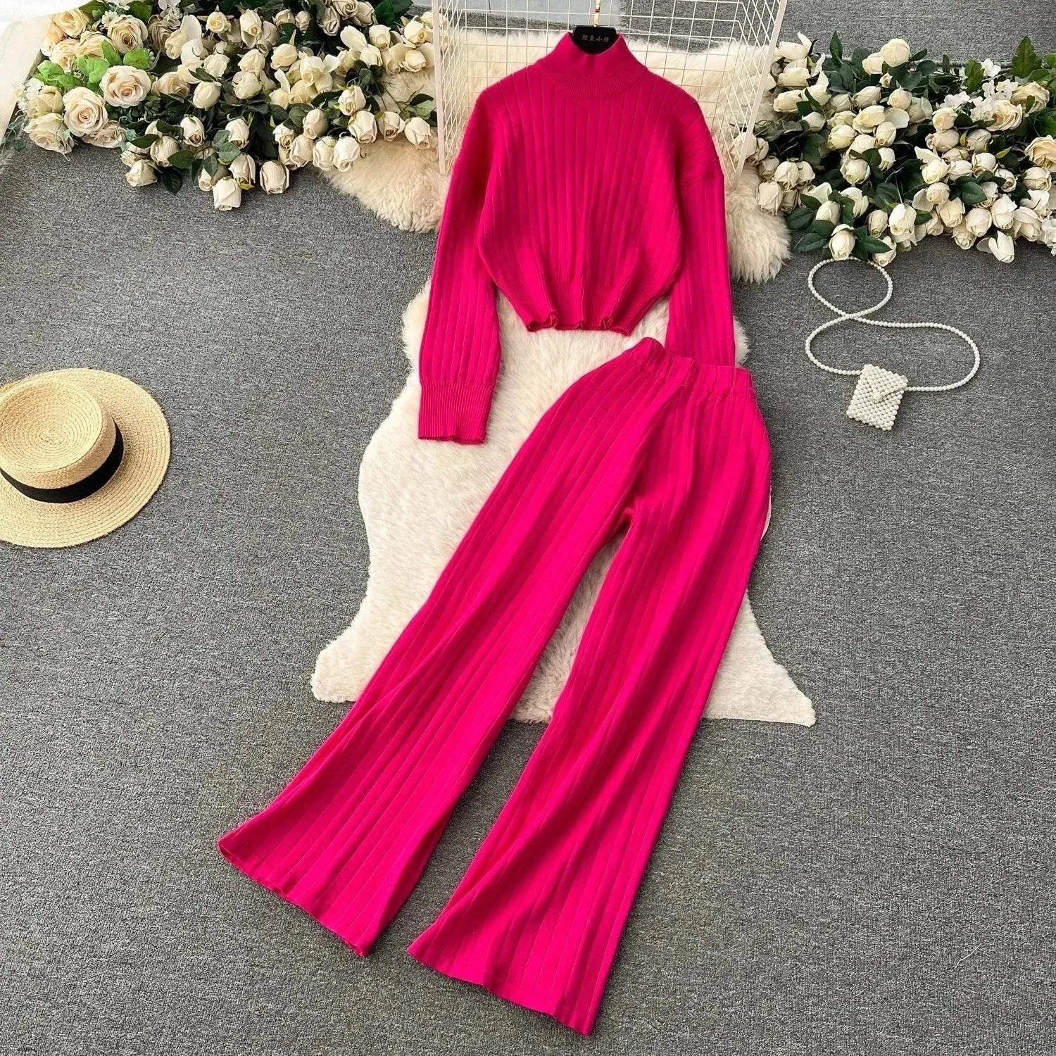 Stylish Women's Casual Ribbed Two Piece Sweater Set - Soft Knit Pullover & Cardigan Combo for Fall & Winter - Perfect for Office, Date Night and Weekend Outfits