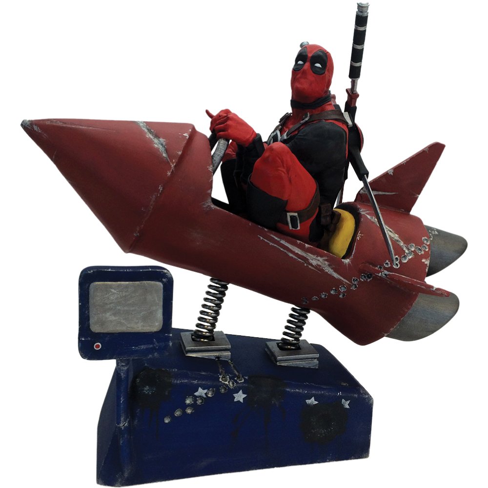 Marvel Comics Deadpool Rocket Ride Premium Motion Statue - Collectible Action Figure for Superhero Fans | Perfect for Home Display, Office Decor & Marvel Collections