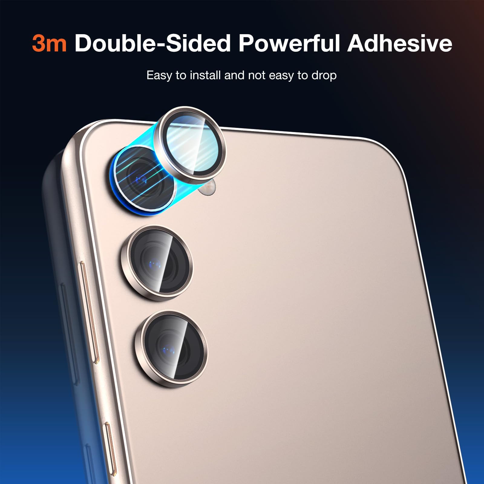 2-Pack 9H Hardness Auto-Alignment HD Camera Lens Protector for Samsung Galaxy S24 - Metal Ring Back Screen Camera Cover Film, Scratch-Resistant, Case Friendly (Black) - Perfect for Outdoor Activities & Travel Protection