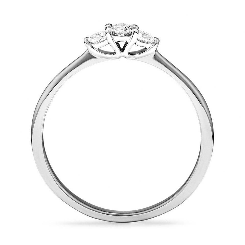 Three Stone Round Brilliant & Oval Cut Lab Grown Diamond Promise Ring for Engagement, Anniversary & Special Occasions