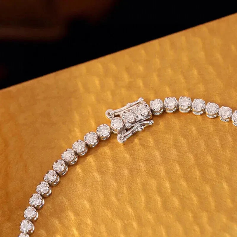 18K Solid White Gold Diamond & Natural Ruby Tennis Bracelet for Women - Elegant Jewelry Gift for High-Class Banquets, Parties & Special Occasions