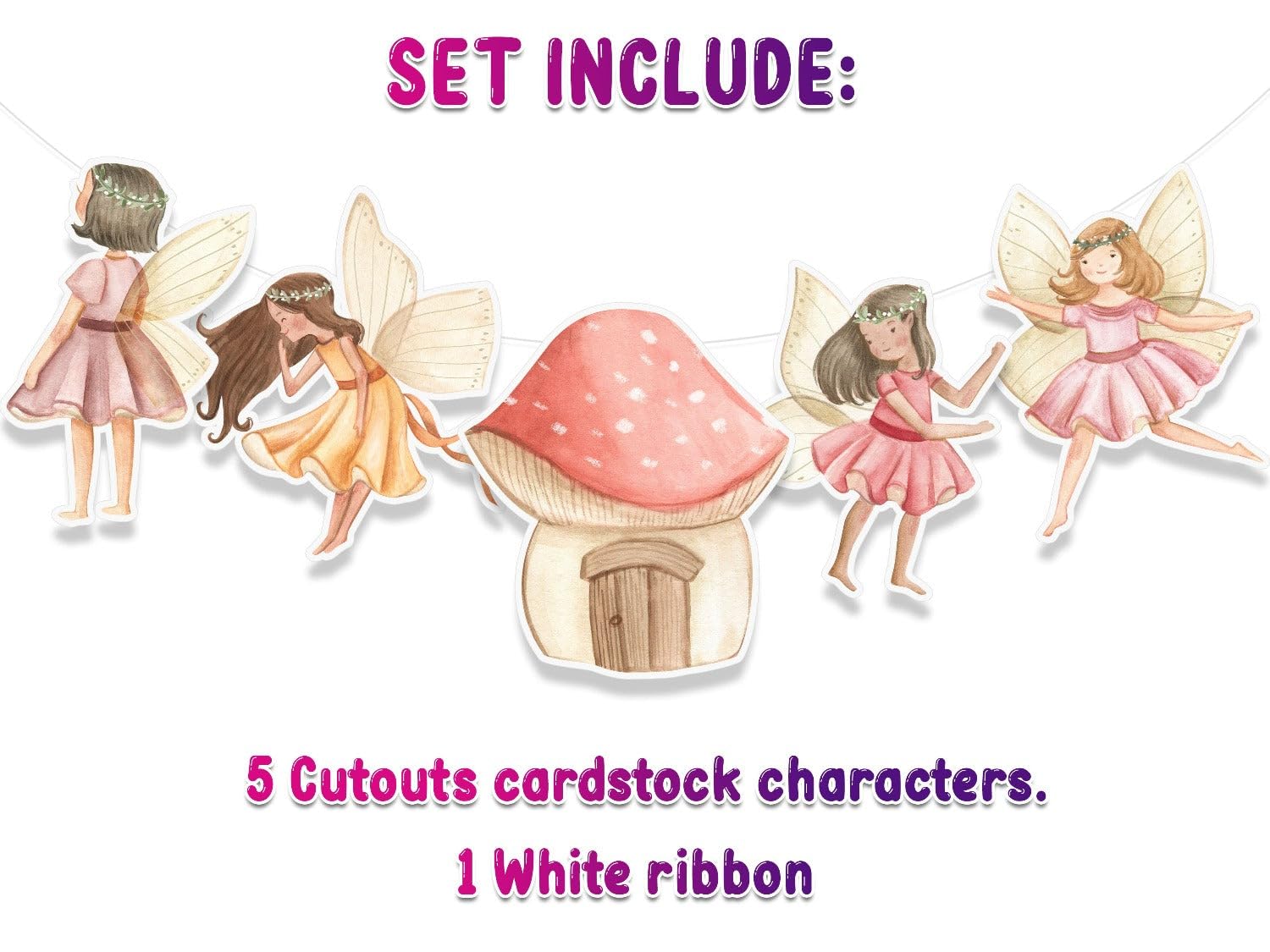 Fairy Birthday Banner - Cute Fairies 1st Birthday Party Decorations | Baby Shower Supplies | Garden Theme Party Decor | Perfect for Indoor & Outdoor Celebrations