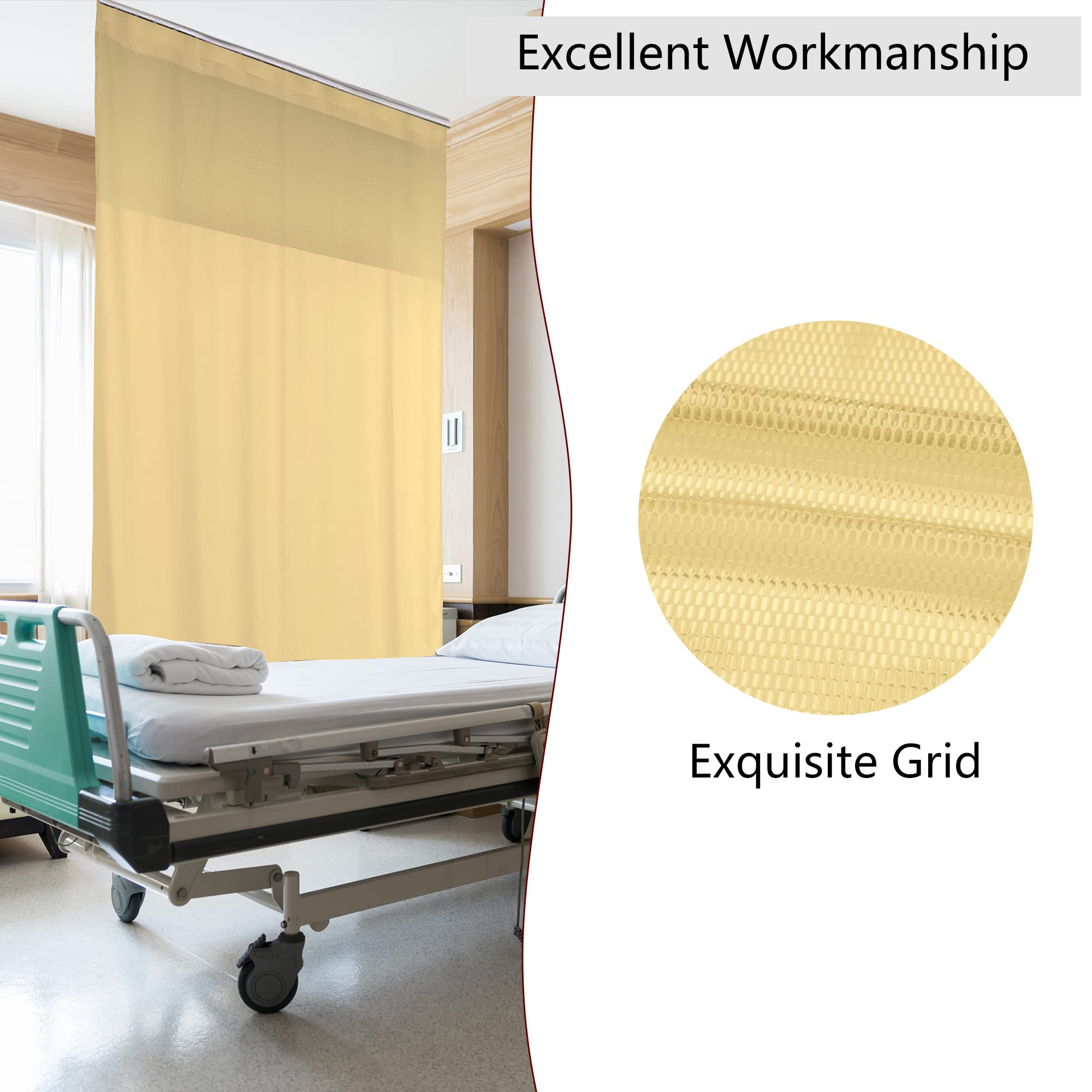 Flame Retardant Hospital Privacy Curtain - 15x8FT Medical Room Divider for Clinics, Labs & Schools | Beige Cubicle Curtain for Patient Privacy & Infection Control | Ideal for Healthcare Facilities & Emergency Rooms