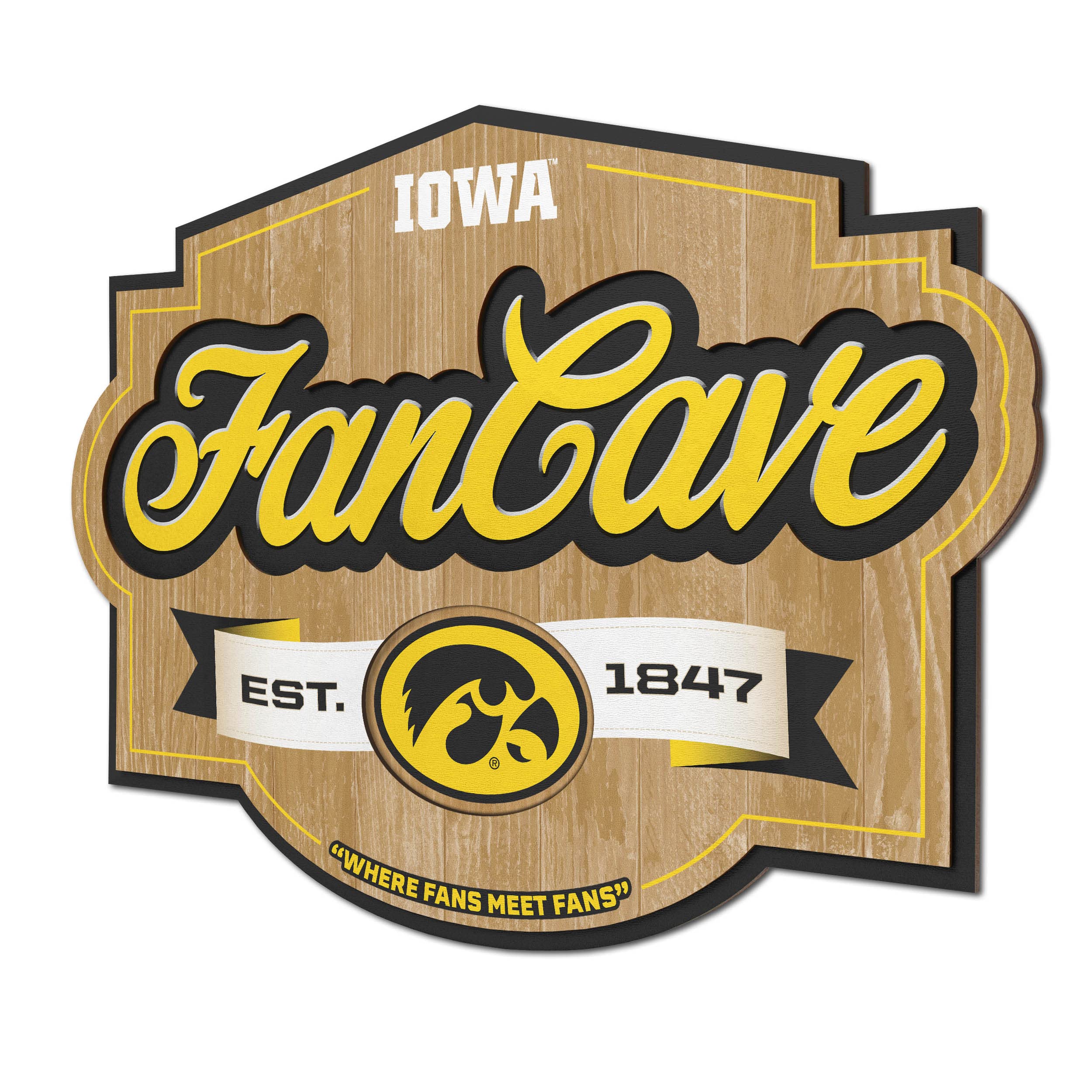 YouTheFan NCAA Fan Cave Sign - Custom College Sports Room Decor for Game Day, Man Cave & Tailgating - Perfect Gift for Football & Basketball Fans