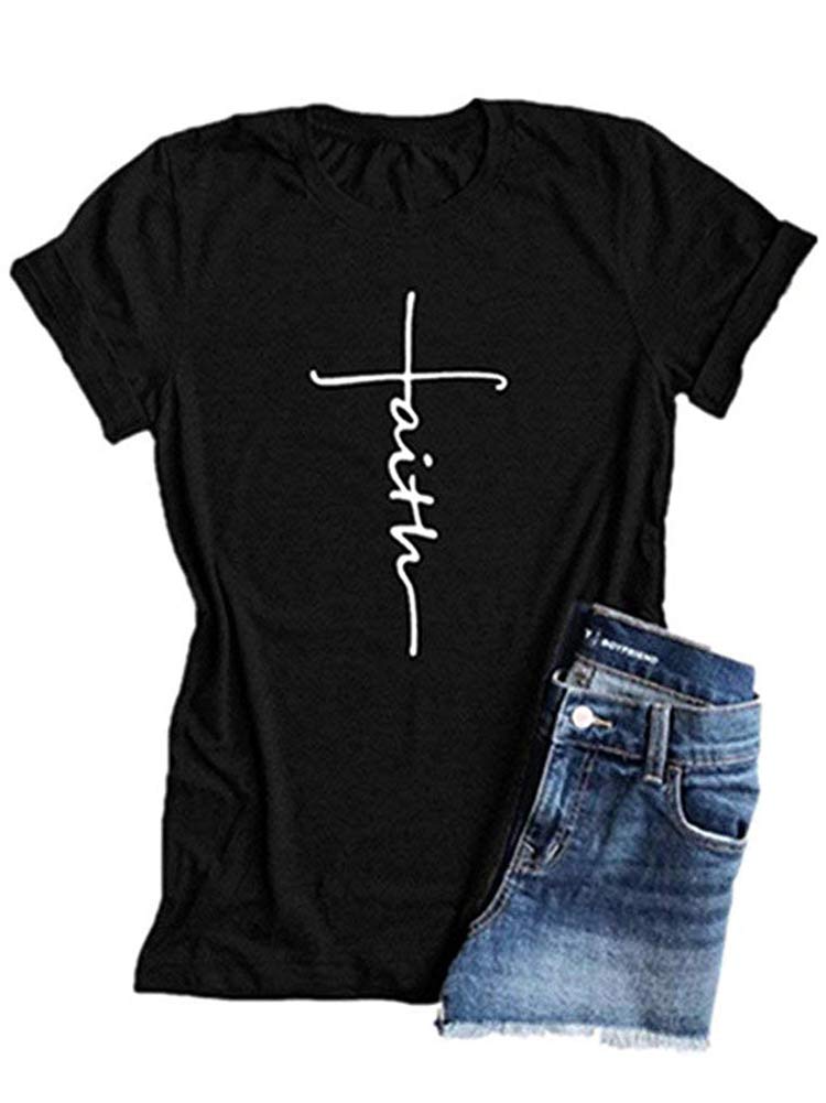 Woxlica Christian Women's Graphic T-Shirt - Faith Inspired Cotton Summer Tee for Church, Bible Study & Everyday Wear