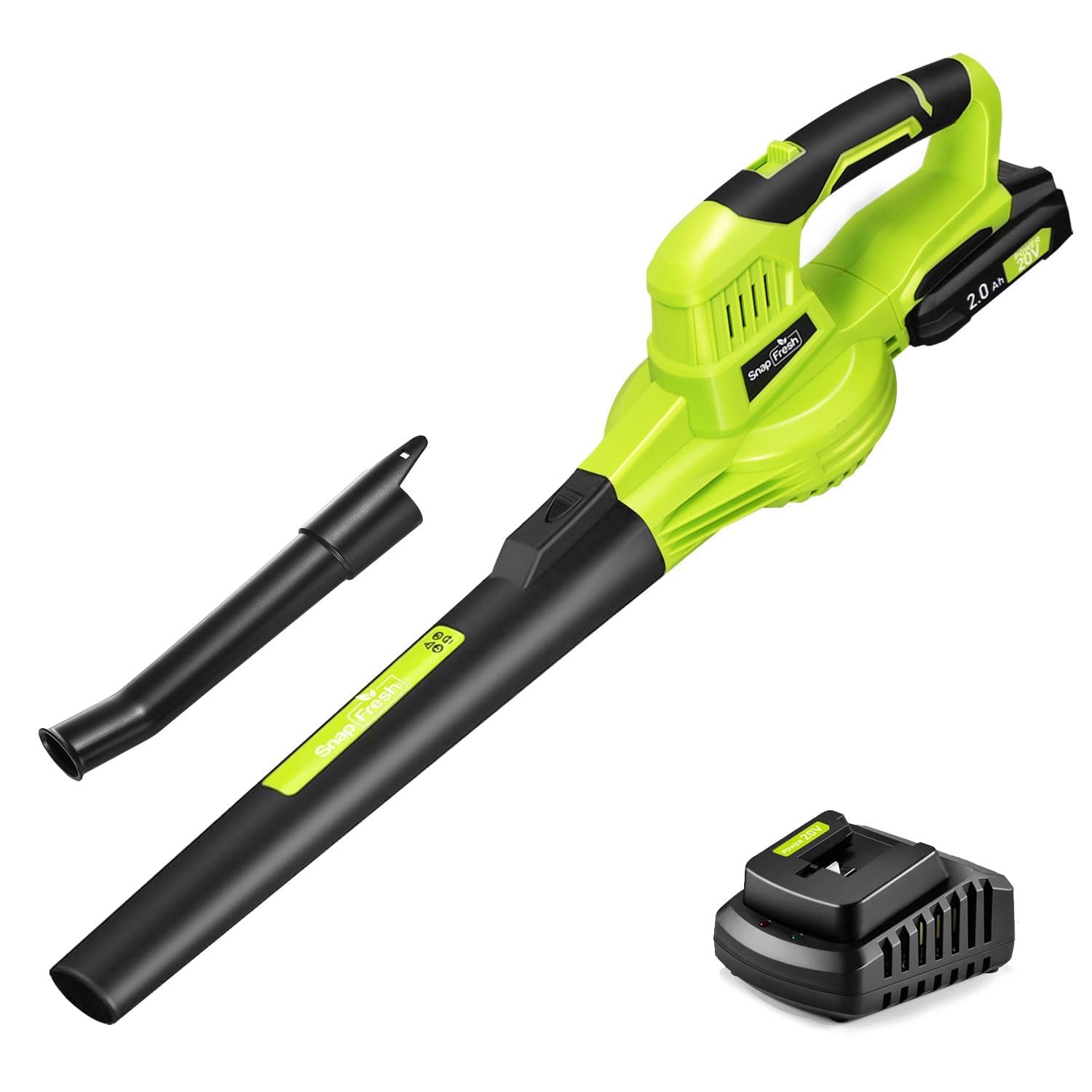 SnapFresh 20V Cordless Leaf Blower with Battery & Charger - Lightweight Electric Leaf Blower for Lawn Care, Patio, Porch & Garden - Perfect for Fall Leaves, Grass Clippings & Debris Removal