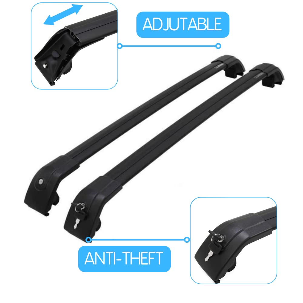 Heavy Duty Roof Rack Cross Bars for Volkswagen VW Tiguan SE SEL 2018-2022 (Flush Rail Compatible) - Secure Cargo Carrier for Kayak, Canoe, Bike, Snowboard, Ski | Perfect for Road Trips & Outdoor Adventures