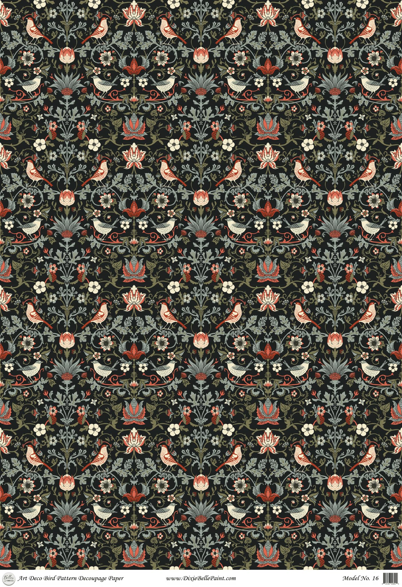 Dixie Belle A1 Rice Decoupage Paper - Art Deco Bird Design | Premium Craft Transfer Paper for Wood, Plastic, Metal & Glass Surfaces | DIY Decoupage & Scrapbooking Supplies | Perfect for Home Decor, Furniture Upcycling & Gift Making