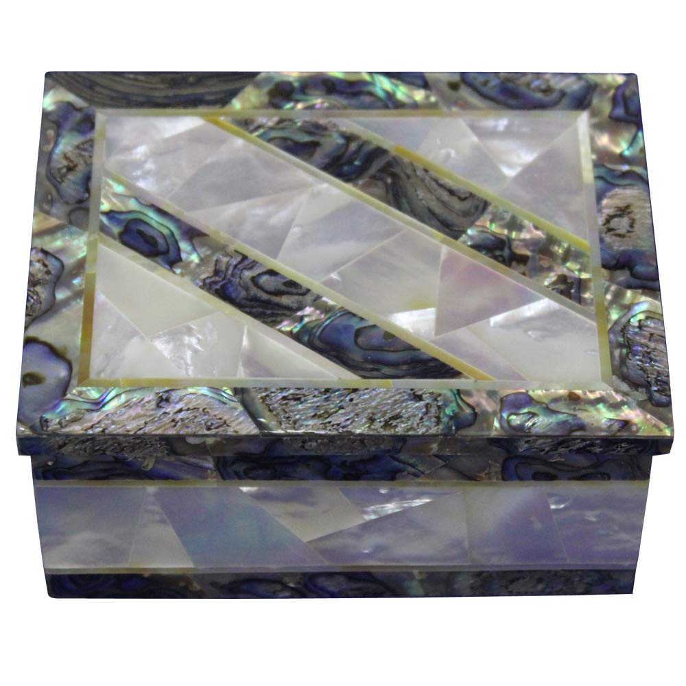 Queenza 3 X 4 Inch Marble Jewelry Box - Vintage Gemstone Inlay Jewelry Organizer for Women & Teen Girls | Perfect for Ring Storage, Valentine's Gifts & Travel Jewelry Case | Elegant Trinket Box for Necklaces, Earrings & Bracelets