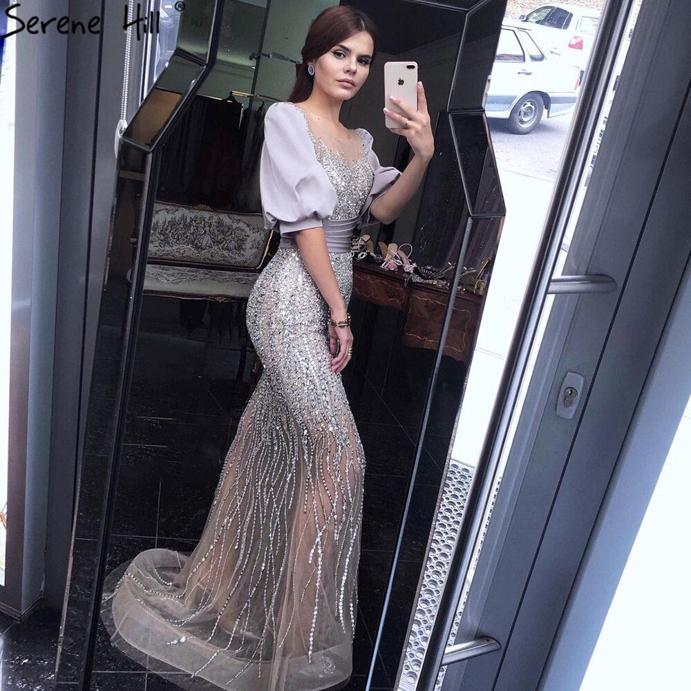 Elegant Mermaid Evening Dresses for Women, Half Sleeve Party Gowns, Serene Hill LA70809 - Perfect for Prom, Wedding, and Formal Events