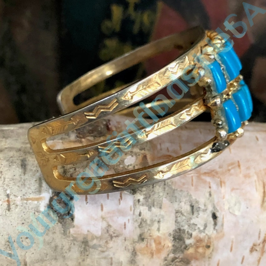 Vintage Gold Tone & Faux Turquoise Beaded Bracelet - Costume Jewelry for Women | Perfect for Boho Fashion, Parties & Special Occasions