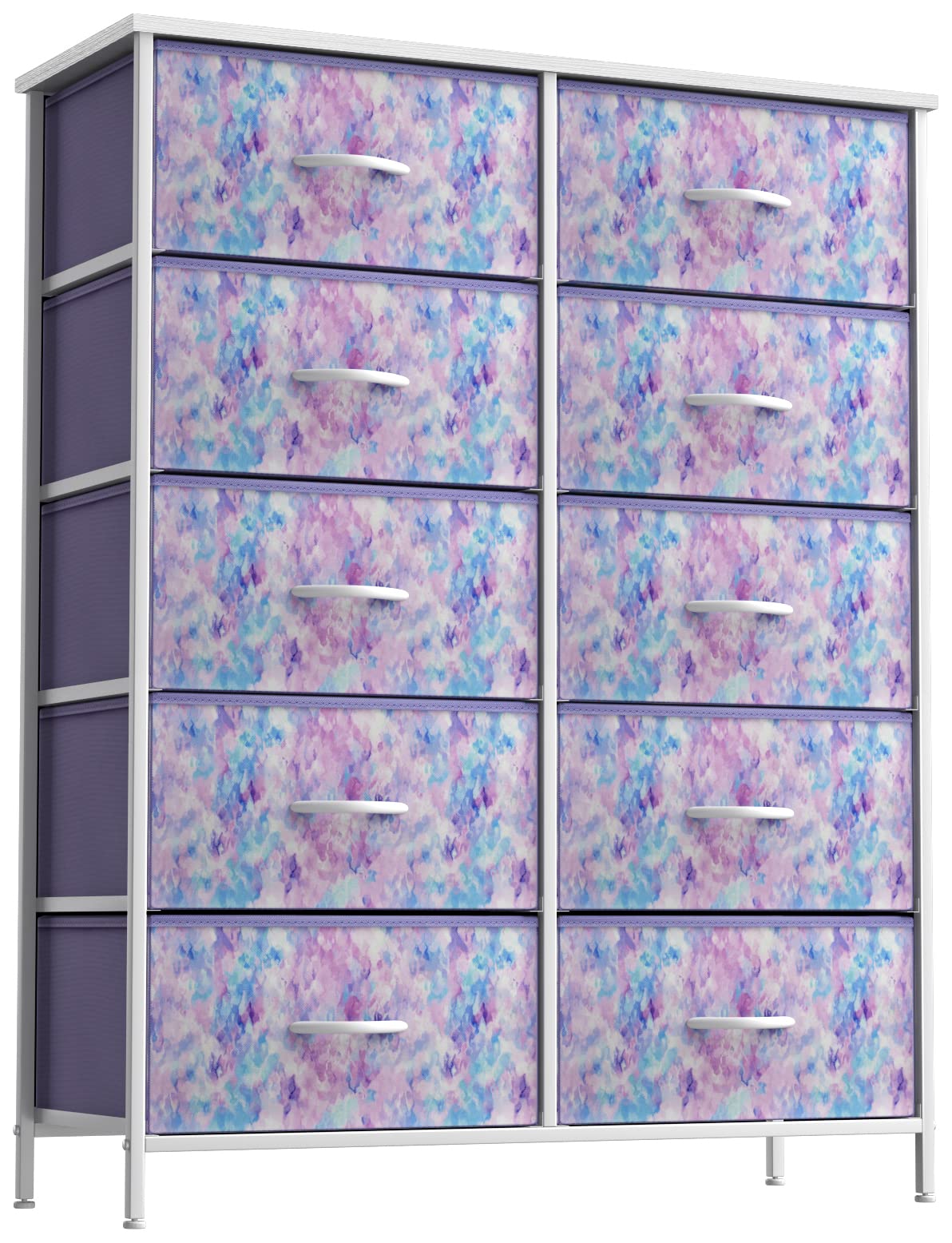 Sorbus 10-Drawer Kids Dresser Organizer - Wood Top & Steel Frame Storage Chest with Fabric Bins for Clothes, Toys & Accessories - Perfect for Bedroom, Nursery, Closet & Playroom Organization