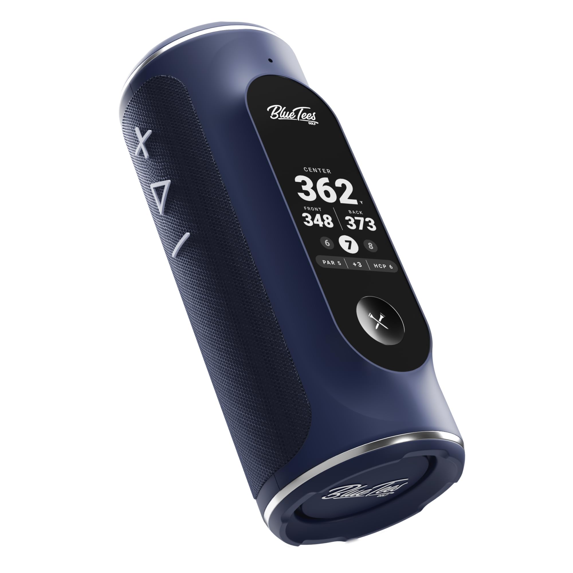 Blue Tees Golf Player+ GPS Speaker with Touch Screen Display | 10+ Hours Battery Life | 40,000+ Preloaded Golf Courses | Visual & Audible Distance Measurement | Hazard Detection | IPX7 Waterproof (Navy) | Perfect for On-Course Distance Tracking & Music Playback During Golf Games