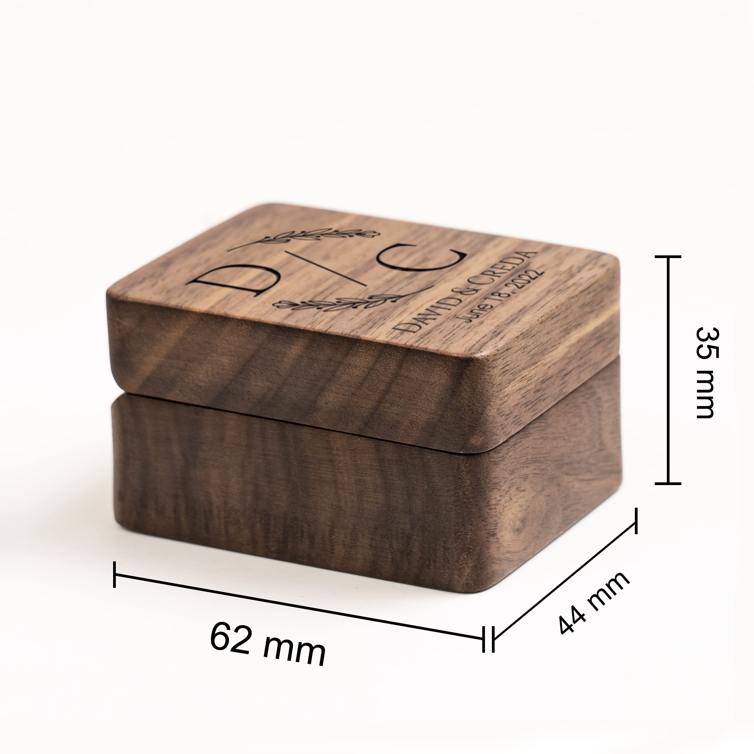 Personalized Square Wooden Ring Box for 3 Rings - Wedding Proposal, Engagement Ceremony & Ring Bearer Gift - Perfect for Romantic Moments, Anniversary Surprises & Jewelry Storage