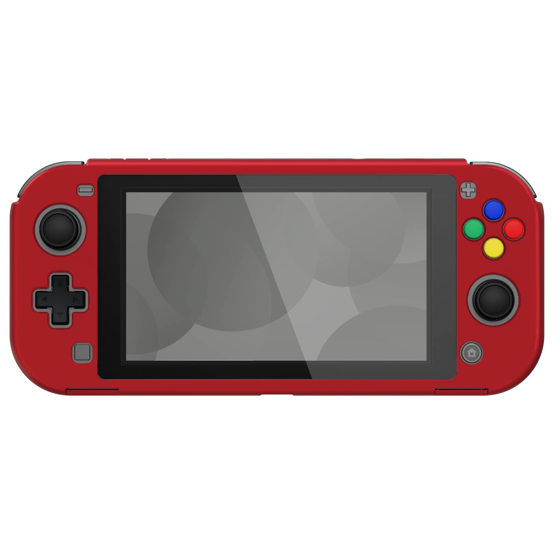 eXtremeRate PlayVital Custom Protective Grip Case for Nintendo Switch Lite - Scarlet Red Hard Shell Cover with Tempered Glass Screen Protector (Black Border) | Enhanced Gaming Comfort & Protection for Travel & Long Play Sessions
