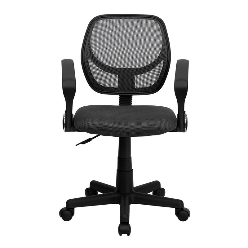 FLASH Neri Kids Low Back Black Mesh Swivel Task Office Chair with Curved Square Back and Arms - Ergonomic Study Chair for Children, Perfect for Homework, Online Classes & Gaming Desks