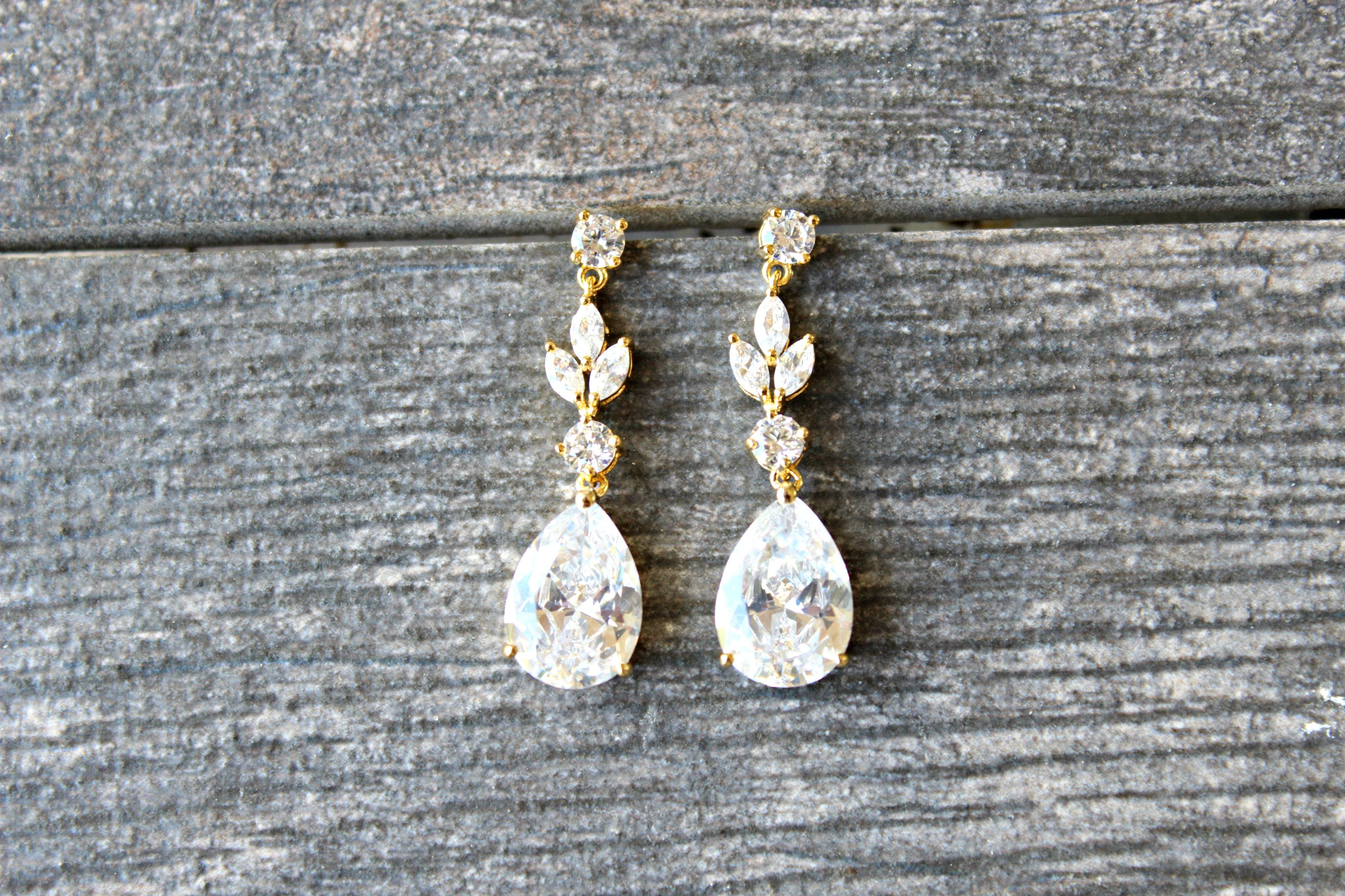 ADELIE Sterling Silver Simulated Diamond Drop Earrings for Women - Elegant Dangle Earrings for Wedding, Party & Evening Wear