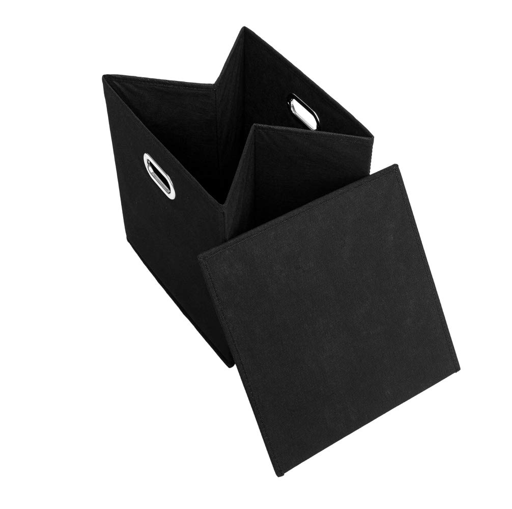 Foldable Fabric Storage Bins Set of 6 - Black Cubby Organizer Bins with Handles for Closet, Nursery, Office & Home Organization (Multi-Purpose Storage Solution)