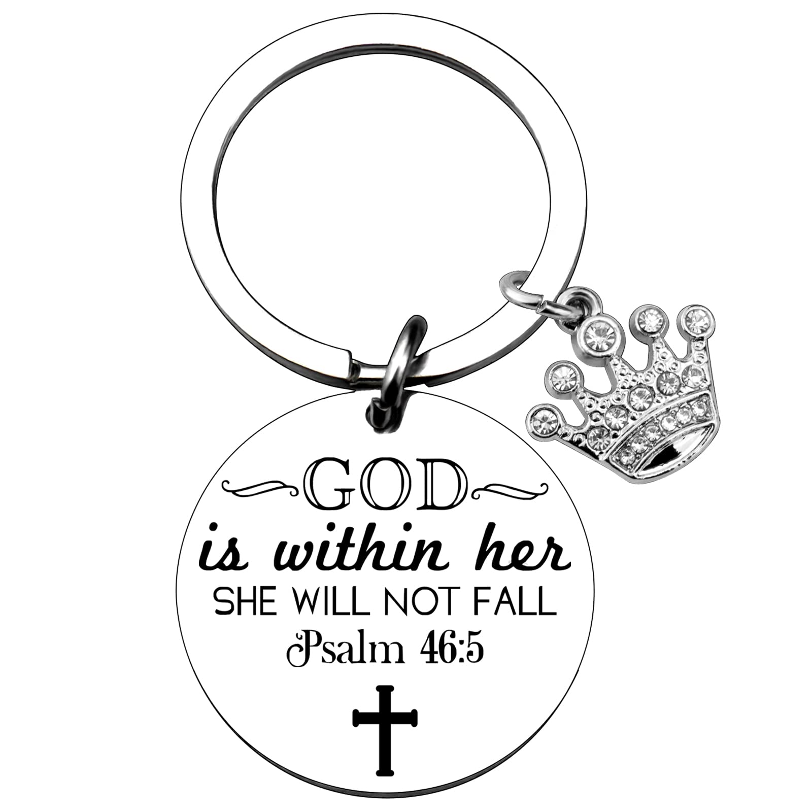 Inspirational Christian Keychain with Bible Verse - Religious Gift for Women, Daughter, Sister, Friend - Faith-Based Graduation, Birthday & Christmas Present - 'God Is Within Her She Will Not Fall' Prayer Charm - Perfect for Daily Encouragement & Spiritual Reminders