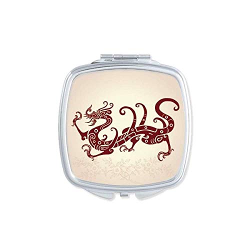 DIYthinker Chinese Dragon Animal Portrait Mirror - Portable Compact Pocket Makeup Mirror with Double Sided Glass for Travel, Home Vanity & Gift Giving
