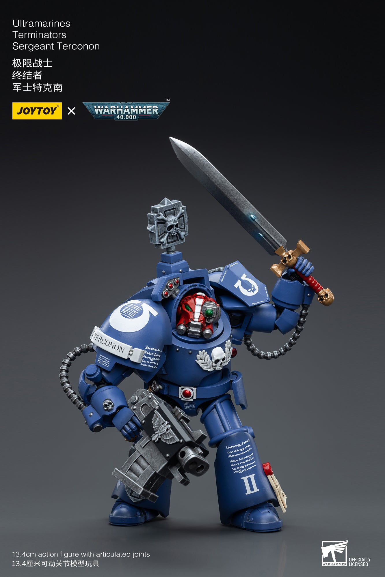 1/18 JOYTOY Warhammer 40K Ultramarines Terminators Sergeant Terconon Action Figure - Collectible Miniature for Tabletop Gaming & Display