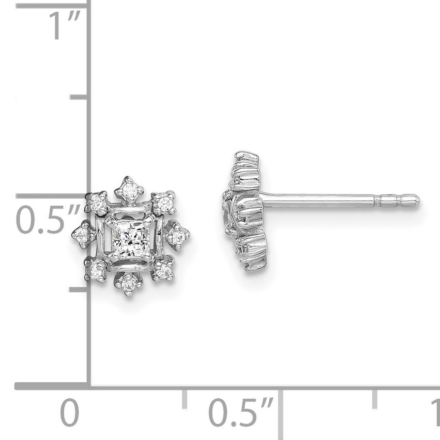 925 Sterling Silver CZ & Snowflake Stud Earrings 7.7x7.7mm - Perfect for Christmas Gifts, Winter Parties & Holiday Fashion Accessories