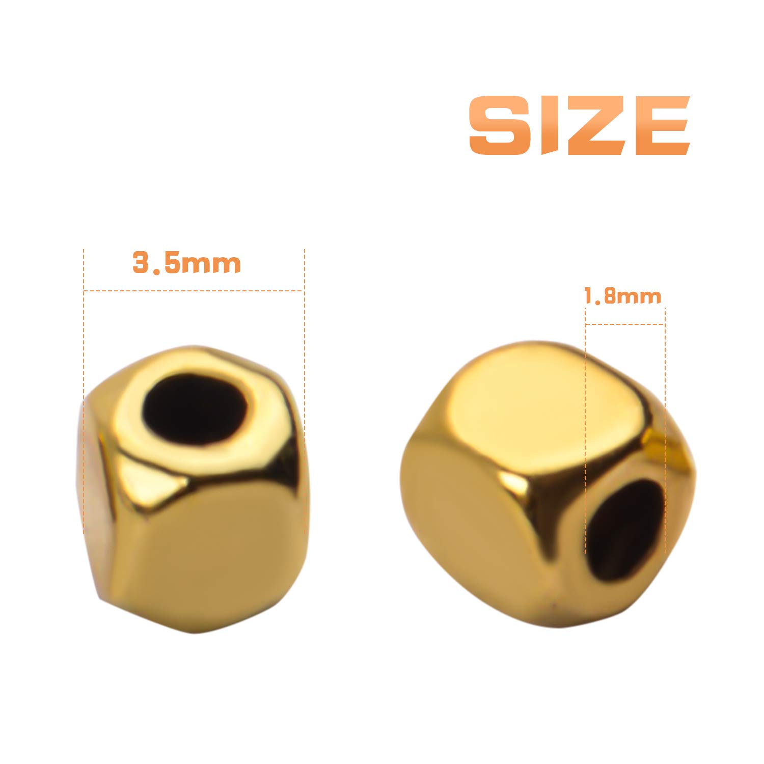 200pcs 3.5mm Square Cube Spacer Beads for Jewelry Making - Gold & Silver DIY Beads for Bracelets, Necklaces & Craft Projects - Perfect for Handmade Jewelry & Gift Making