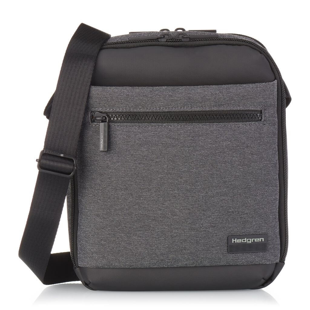 Hedgren Inc RFID Blocking Crossbody Bag with 10 Pockets - Stylish & Secure Vertical Pouch for Travel, Work & Daily Use (Grey)