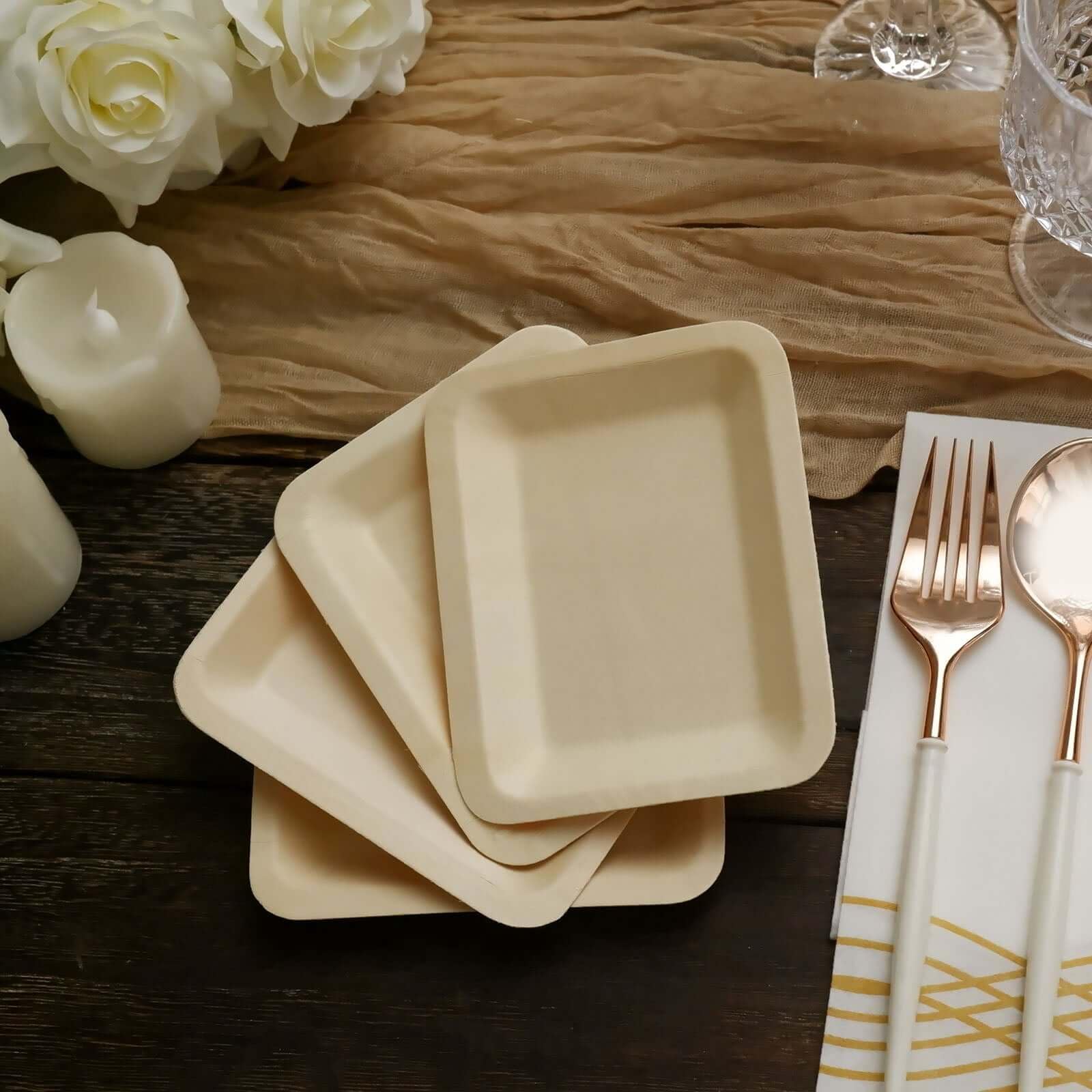 Efavormart 25 Pack - 5 Inch Biodegradable Birchwood Disposable Plates for Salads, Desserts, Parties & Picnics | Eco-Friendly Compostable Dinnerware for Weddings, BBQs & Outdoor Events