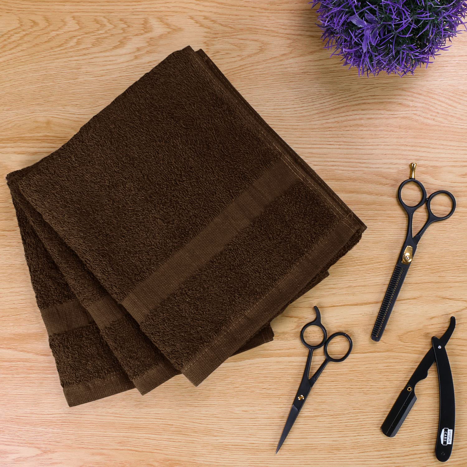 Utopia Towels - 24 Pack Salon Towels, 16x27 Inch Highly Absorbent Cotton Towels for Hand, Gym, Beauty Spa & Home Hair Care (Dark Brown) | Perfect for Salon Professionals, Home Use & Commercial Settings
