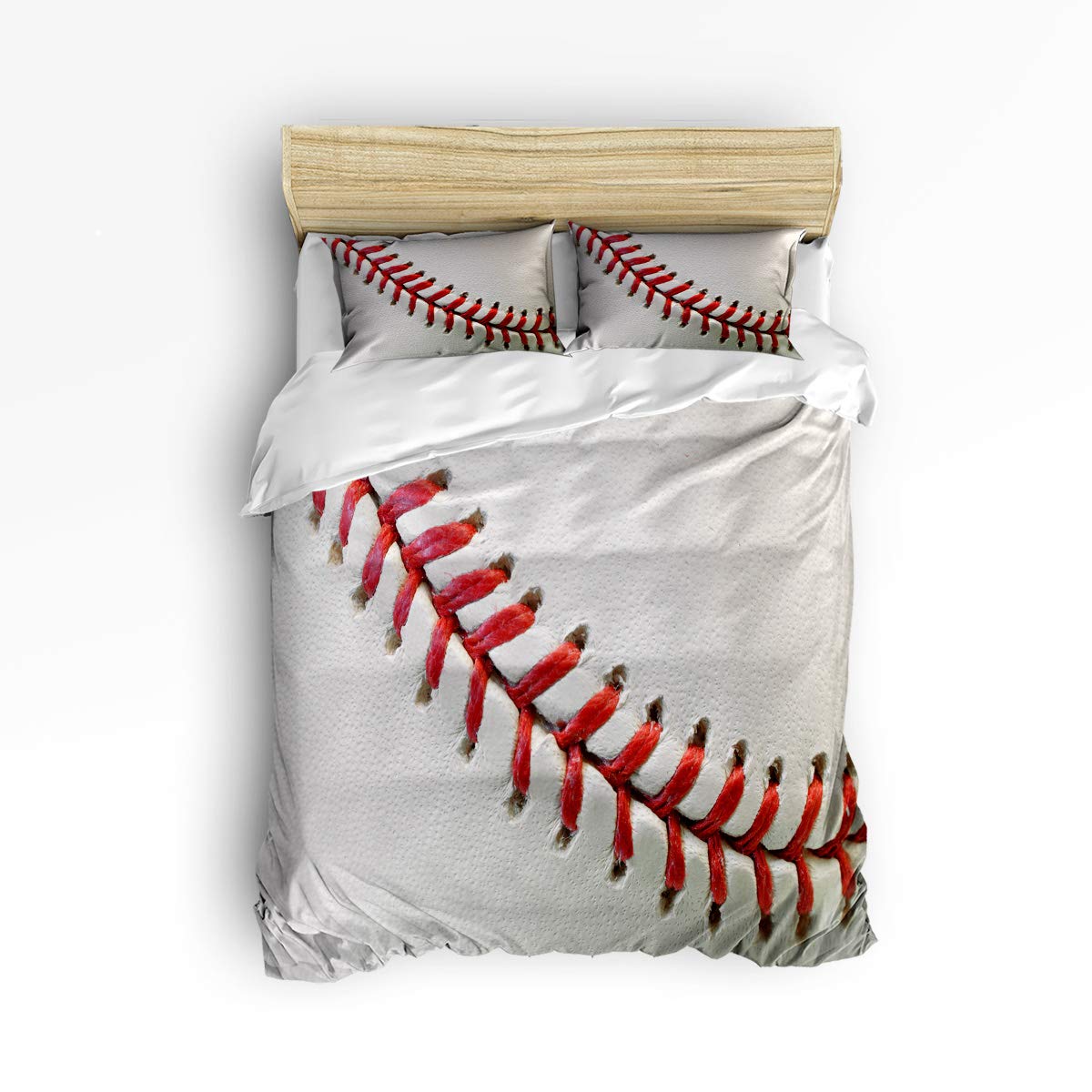 3D Baseball Printed Soft Duvet Cover Set for Kids - Queen Size Bedding Set with 1 Comforter Cover & 2 Pillowcases - Perfect for Boys & Girls Bedroom Decor, Sports Theme Room, and Birthday Gifts