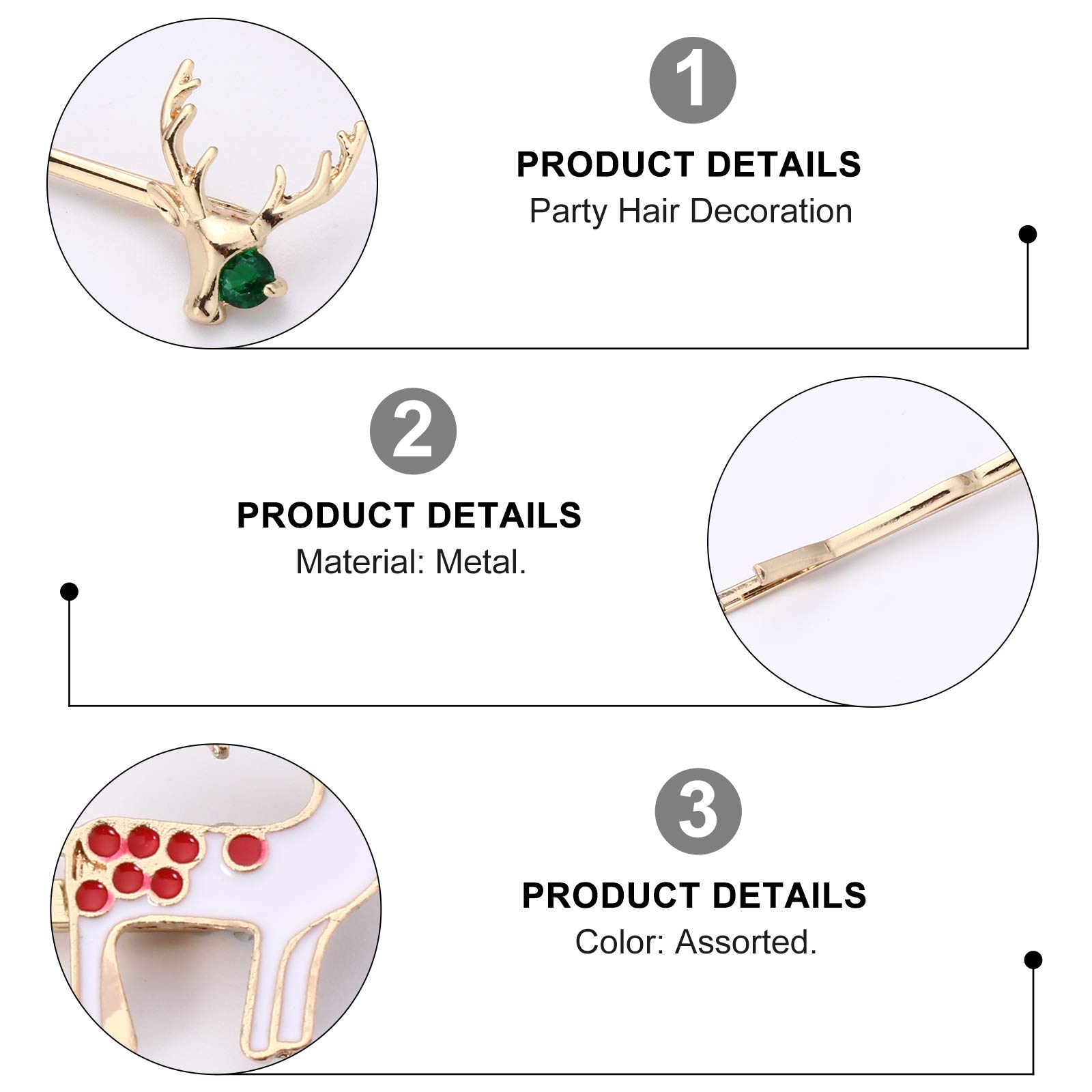 Christmas Hair Clips Set - 3PCS Snowman & Antler Hairpins, Alloy Hair Barrettes for Women, Girls Holiday Party Hair Accessories (Perfect for Christmas Parties, Gift Exchanges & Festive Celebrations)
