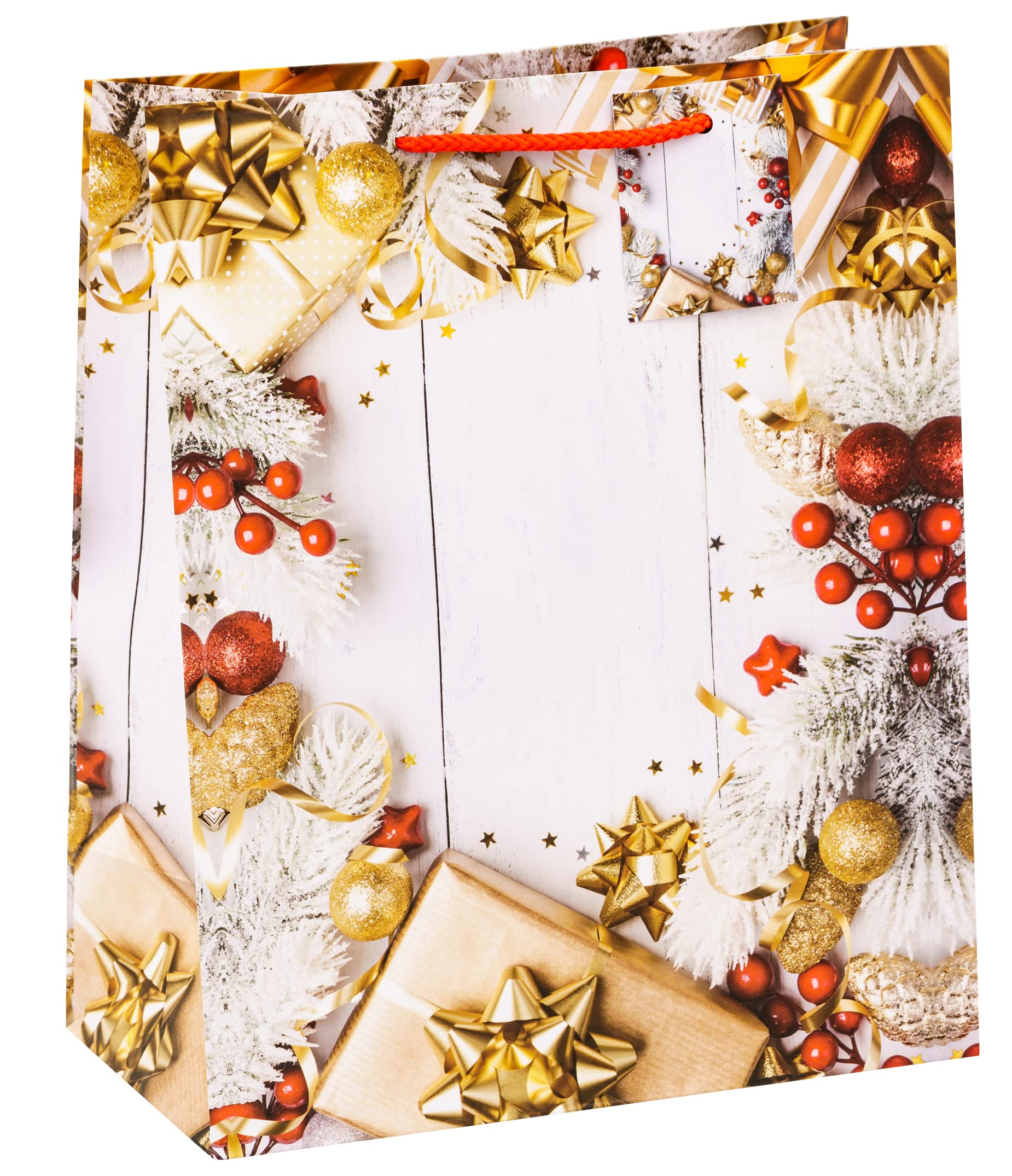 TSI 87311 Large Christmas Gift Bags 32x26x13.5cm - Holiday Party Favor Bags for Presents, Decorations & Festive Celebrations